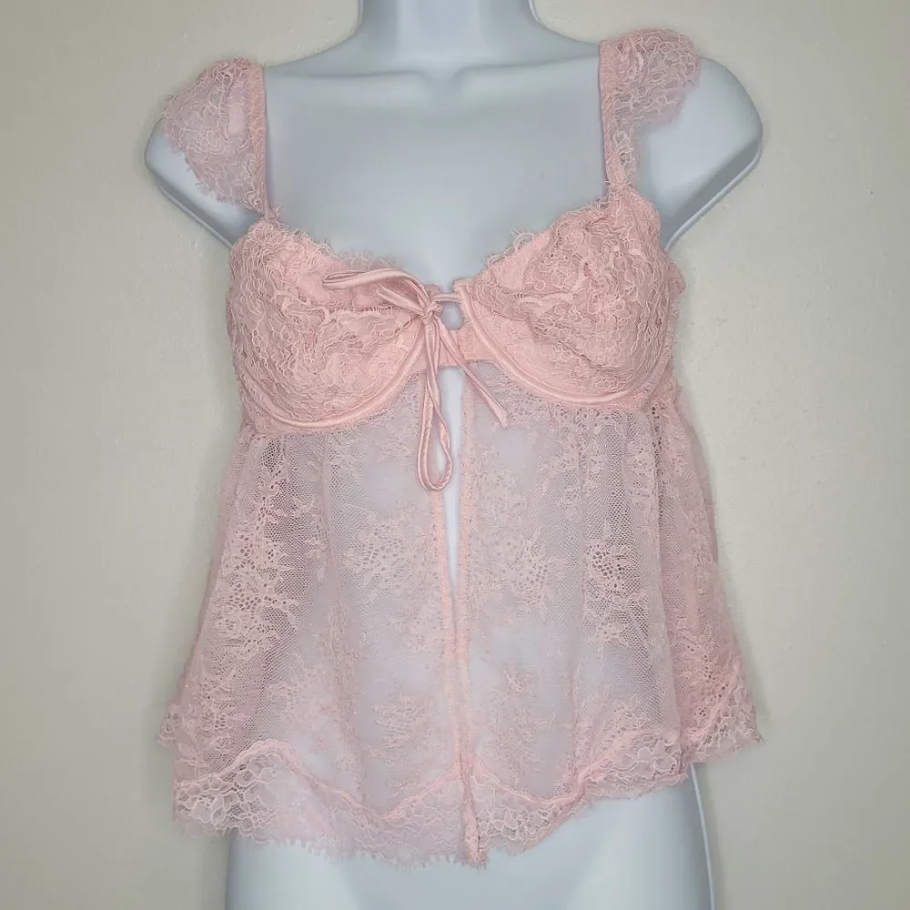 Victoria's secret dream angels lace bra clasp tie front sexy cute Size large